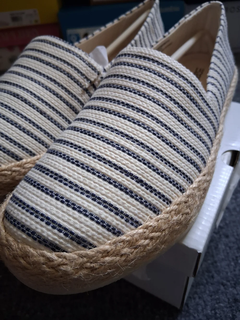 Esprit Striped Canvas Espadrilles - Navy & Cream